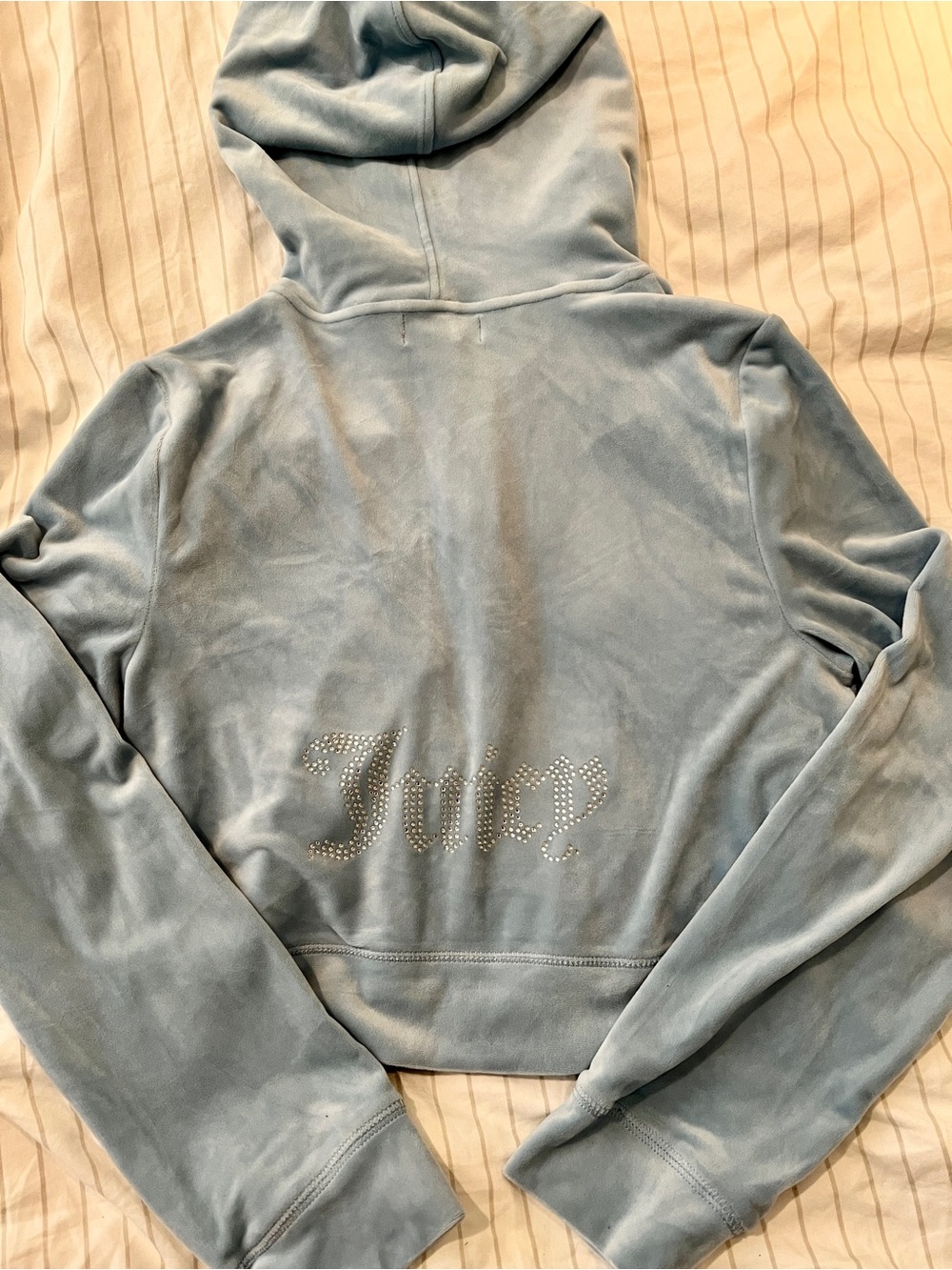 NEW $119 Large Juicy Couture BLING OG Velour Zip Up Hoodie Hooded Jacket